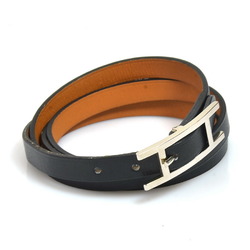 Hermes HERMES Bracelet Api Leather/Metal Black/Silver Unisex e56014g