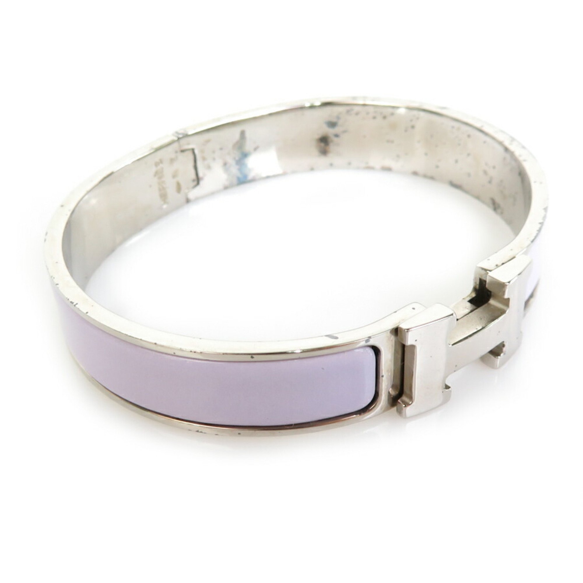 Hermes HERMES Bangle Bracelet Click Crack H Metal/Enamel Silver/Light Purple Women's e55940i
