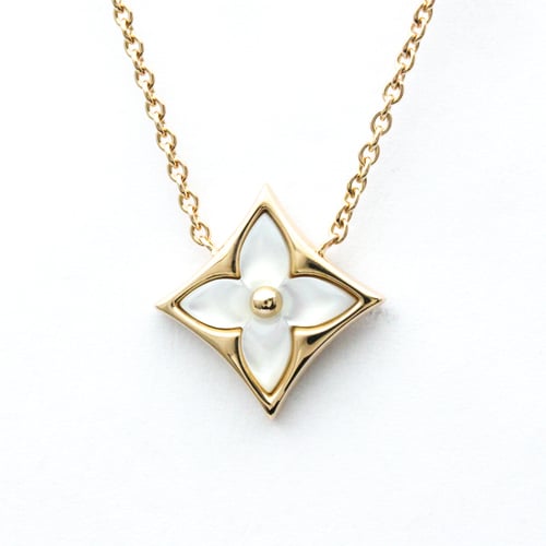 Color Blossom Double Star Pendant, Pink Gold, White Mother-Of