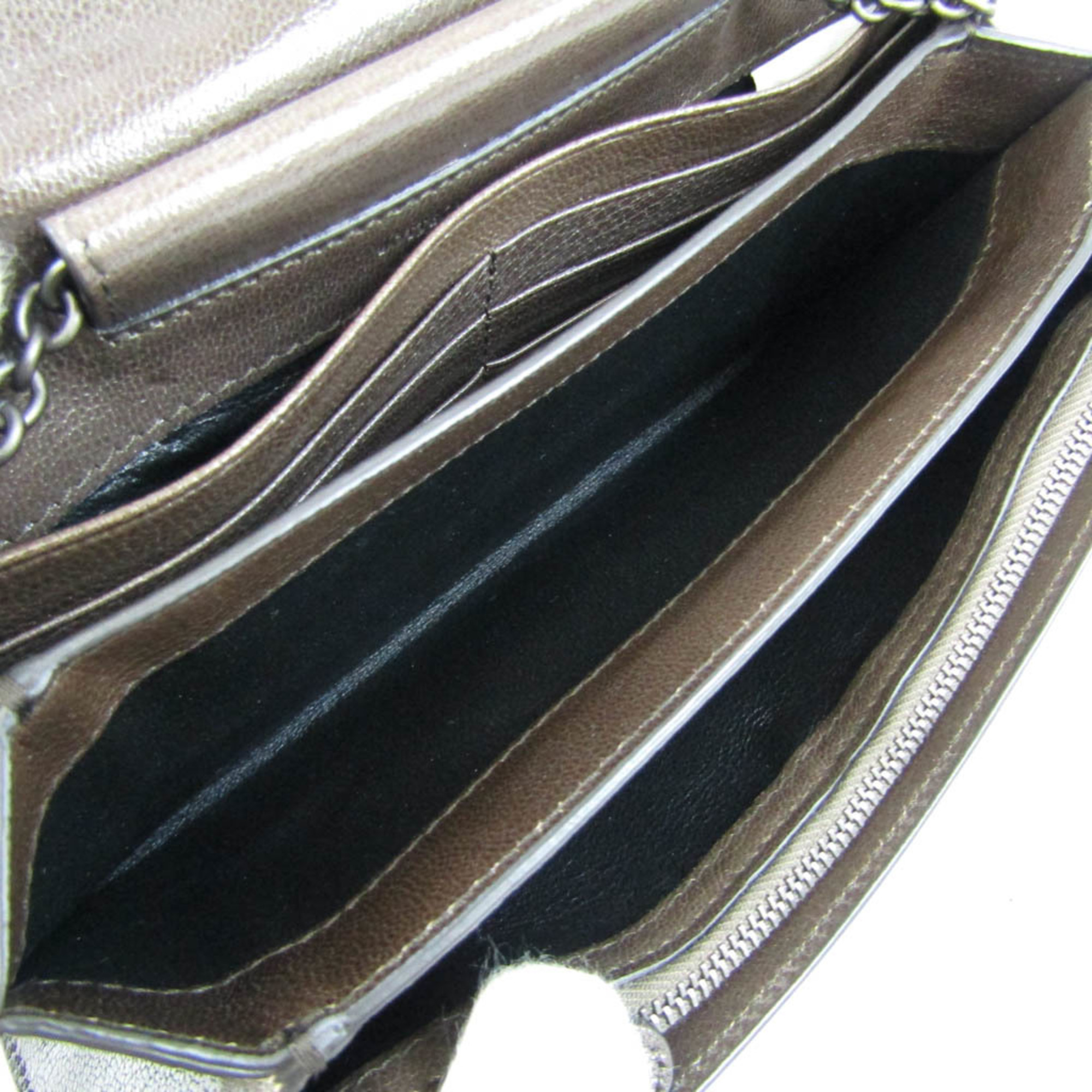 Bottega Veneta Women's Leather Chain/Shoulder Wallet Dark Khaki