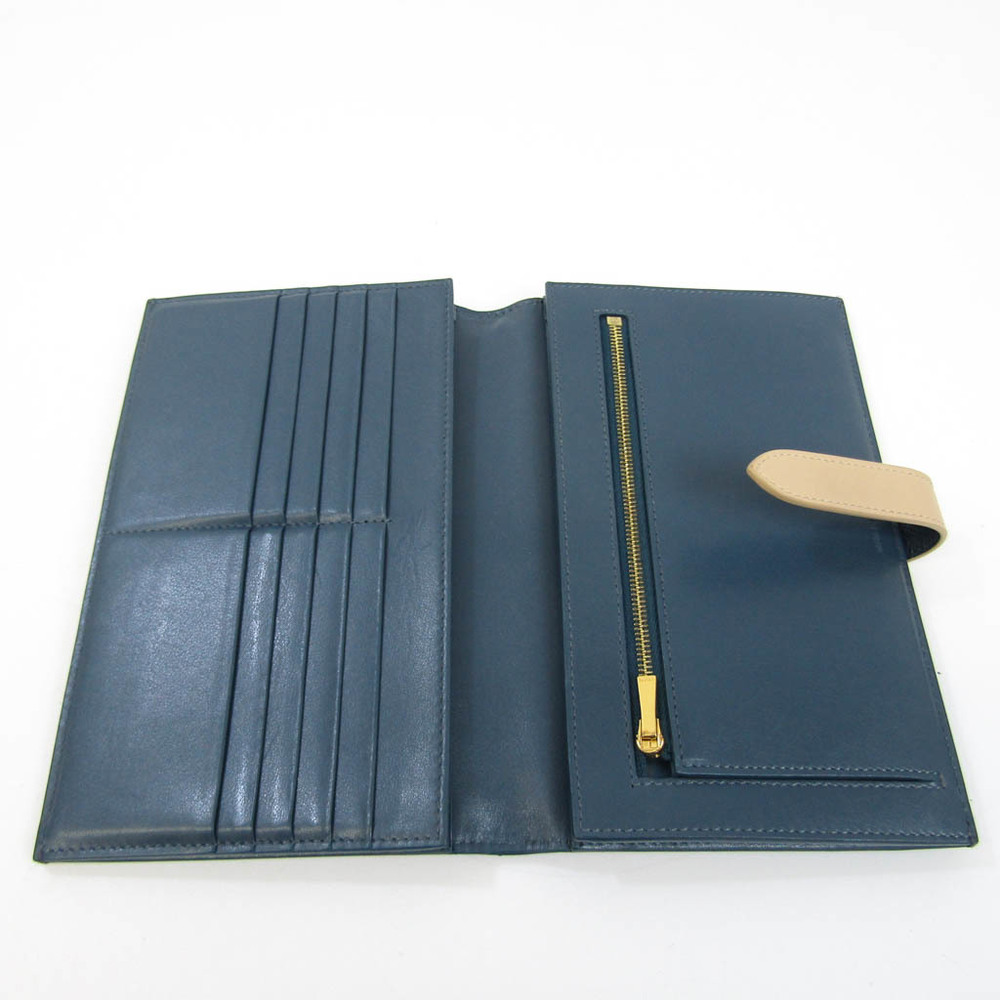 Celine Large Strap Wallet 10B633 Women's Calfskin Long Wallet (bi-fold)  Gray Brown,Light Green | eLADY Globazone