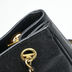 Chanel coco mark handbag tote bag black gold matte caviar skin ladies CHANEL