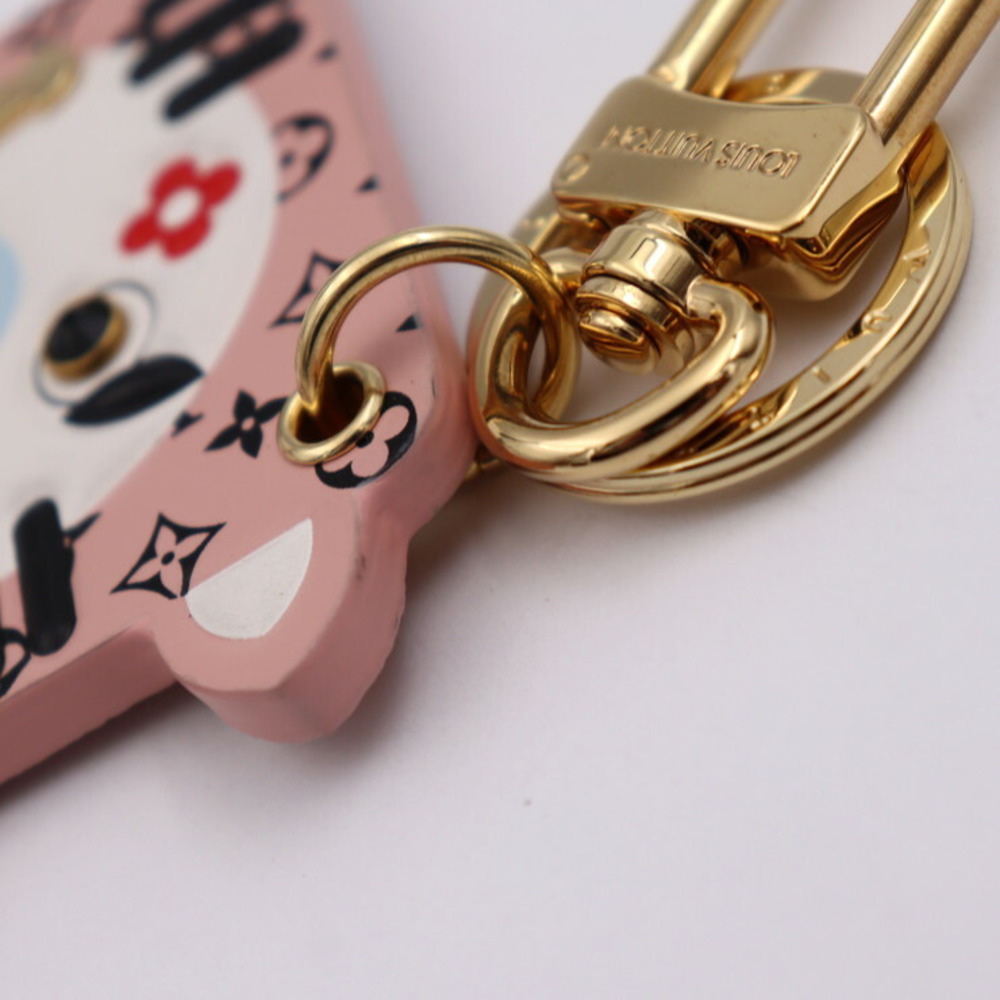 LOUIS VUITTON Louis Vuitton portokure fan face key holder M68452 leather  pink multicolor gold metal fittings ring bag charm cat motif | eLADY