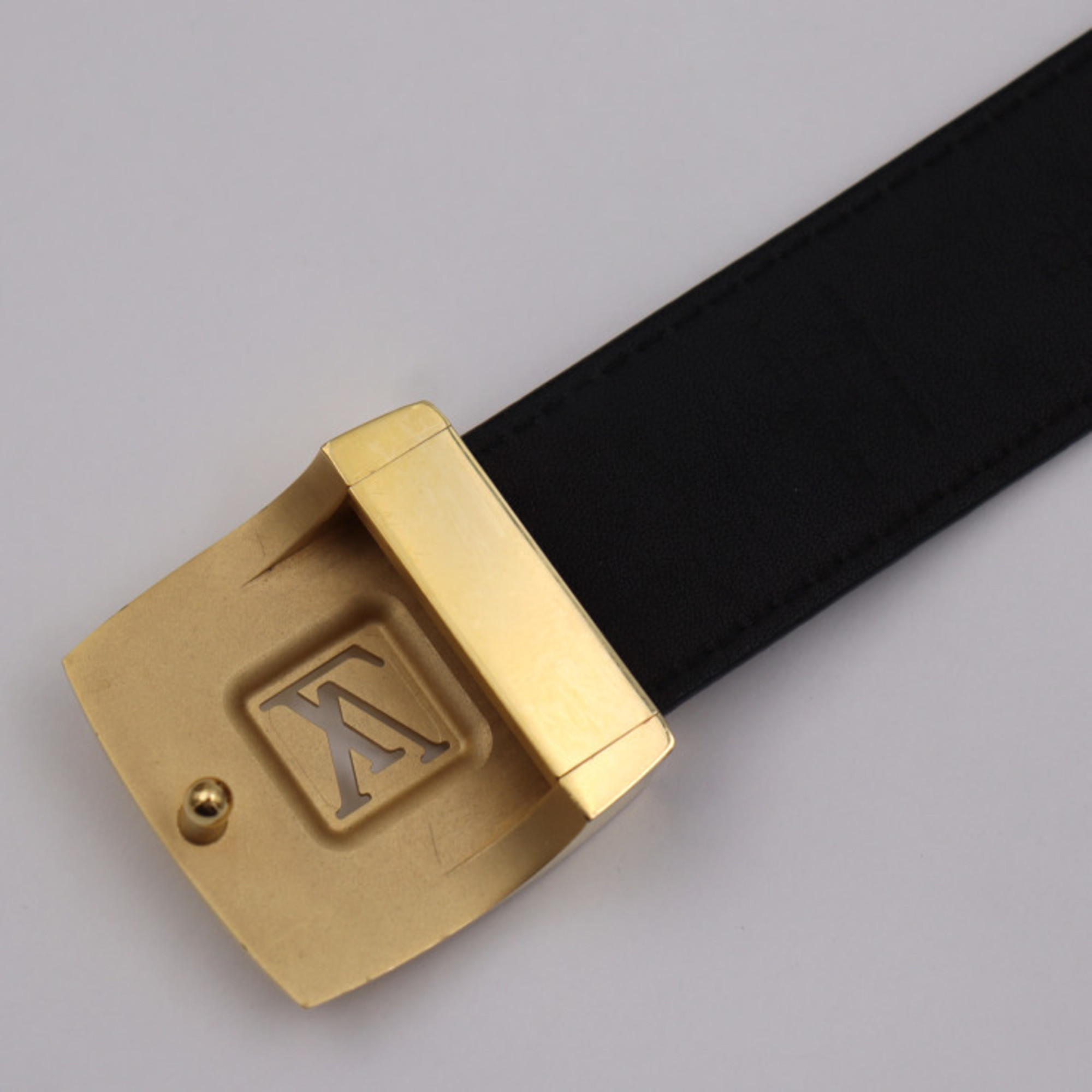LOUIS VUITTON Louis Vuitton Sun Tulle LV cut belt M6890 notation size 80/32 monogram multicolor Noir black gold metal fittings