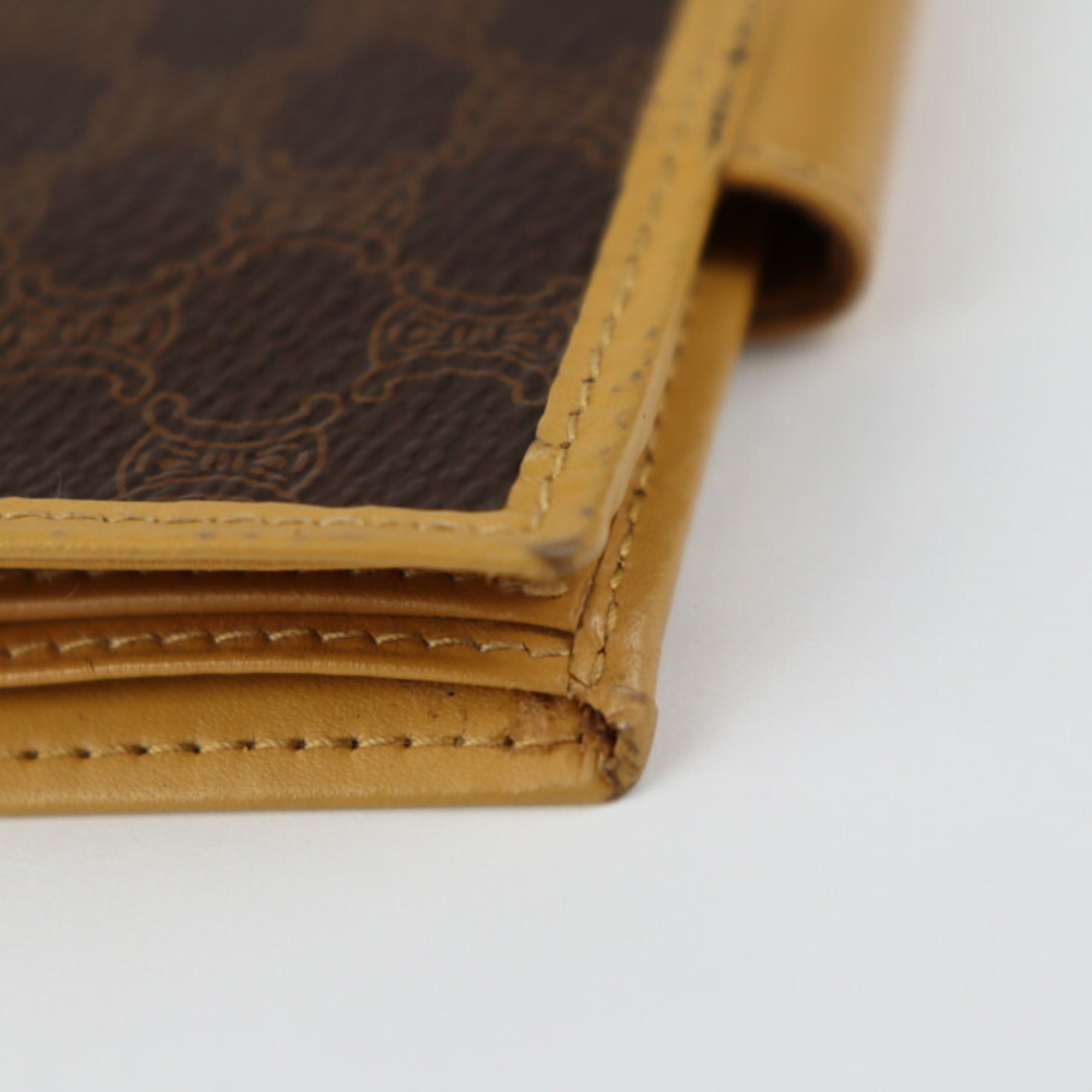 Celine Bifold Wallet PVC Leather Brown Macadam Pattern