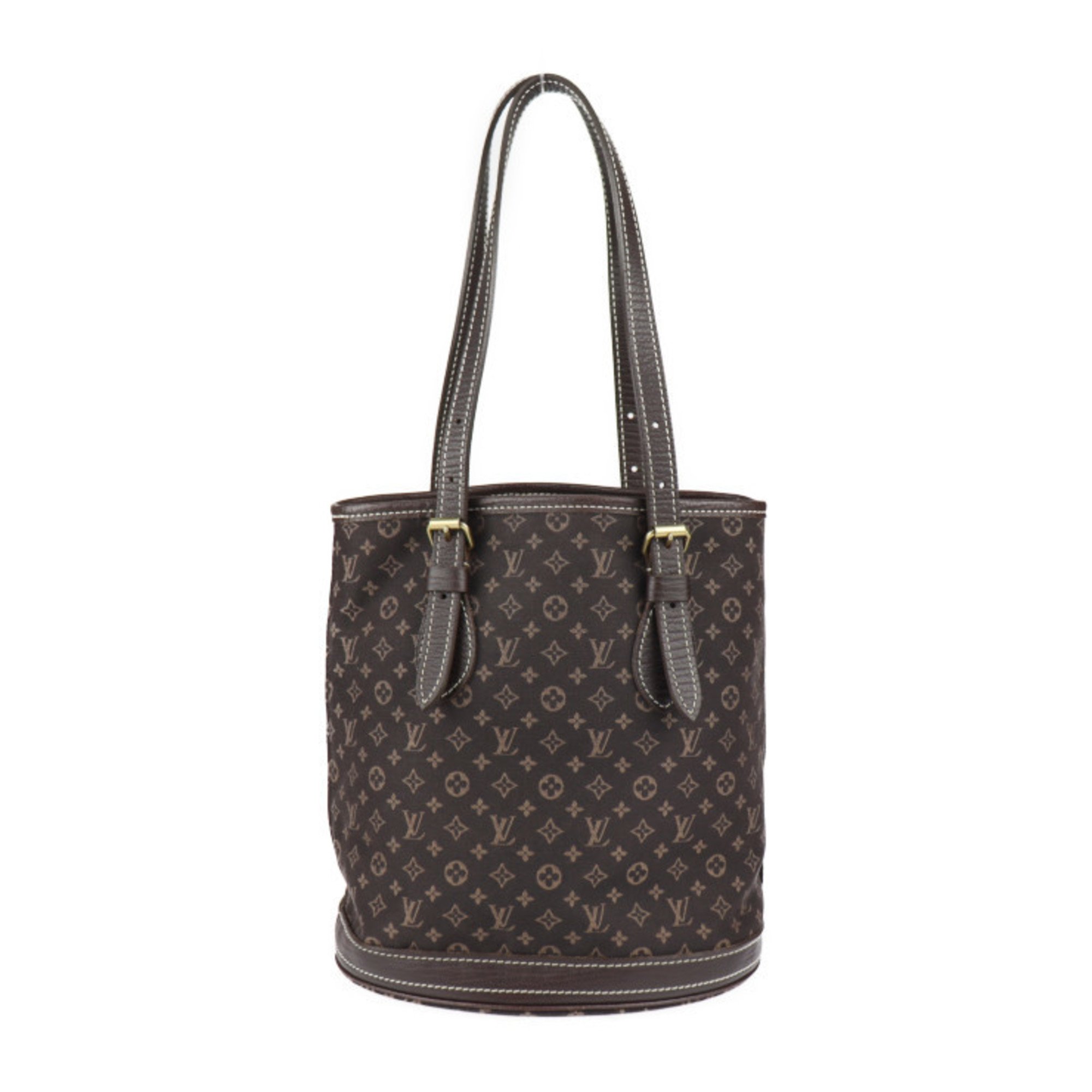 LOUIS VUITTON Louis Vuitton Bucket PM Tote Bag M95226 Monogram Minilan Leather Dark Brown Gold Hardware Shoulder