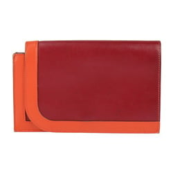 HERMES Hermes Camaille Long Wallet Box Calf Bordeaux Orange Bicolor C Engraved