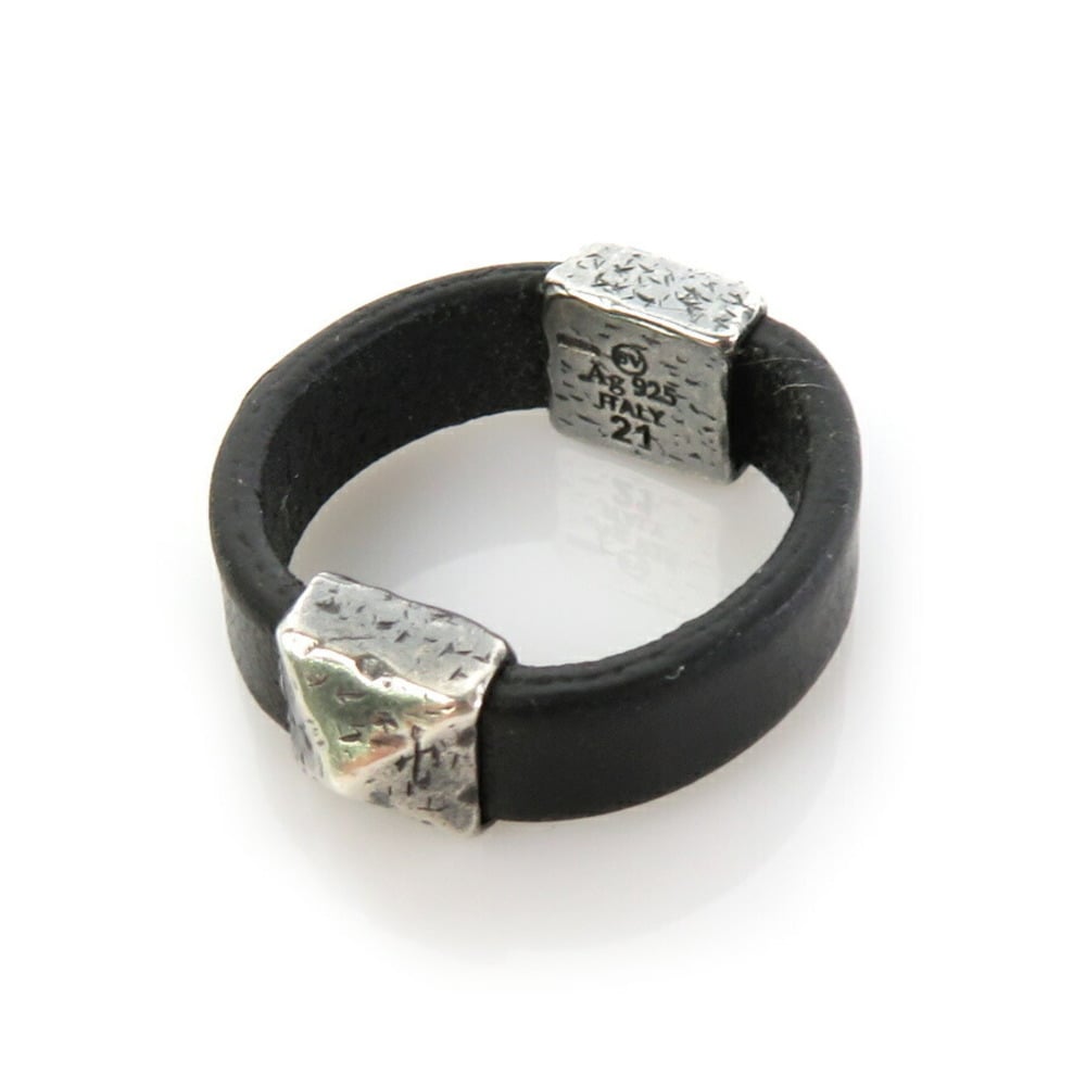 Bottega Veneta Ring/Ring Leather/Silver 925 Black x Silver Men's No. 21  h29520f | eLADY Globazone