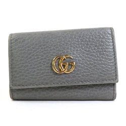 Gucci GUCCI Key Case GG Marmont Leather/Metal Gray/Gold Unisex 456118 e56067f