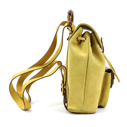 Gucci GUCCI Backpack Bamboo Suede/Leather Yellow Gold Women's e56051f