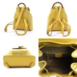 Gucci GUCCI Backpack Bamboo Suede/Leather Yellow Gold Women's e56051f