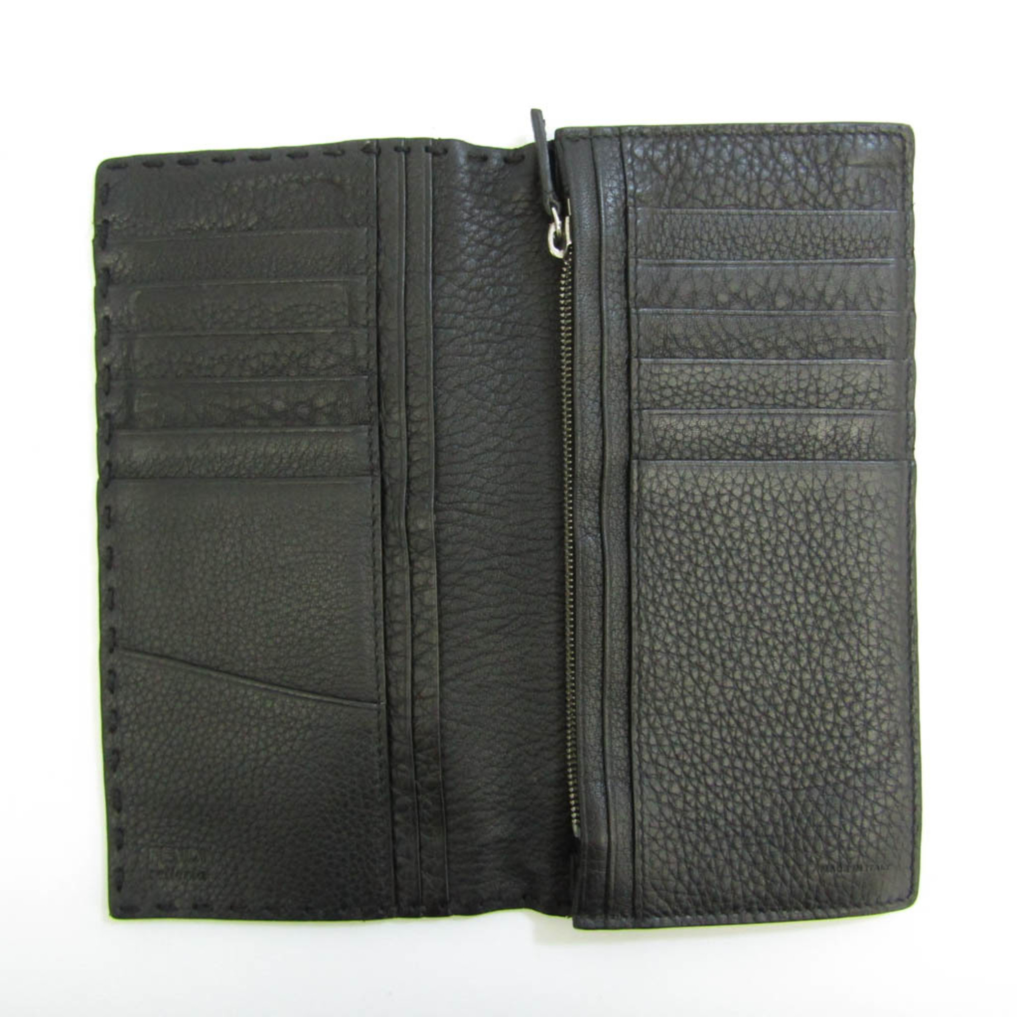 Fendi Selleria 7M0186 Men,Women Leather Long Wallet (bi-fold) Black