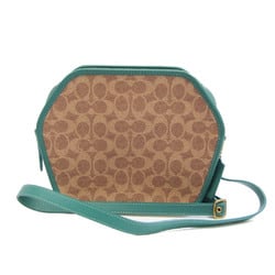 Coach Signature Limited Edition 110 Women's Coated Canvas,Leather Shoulder Bag Beige,Brown,Green
