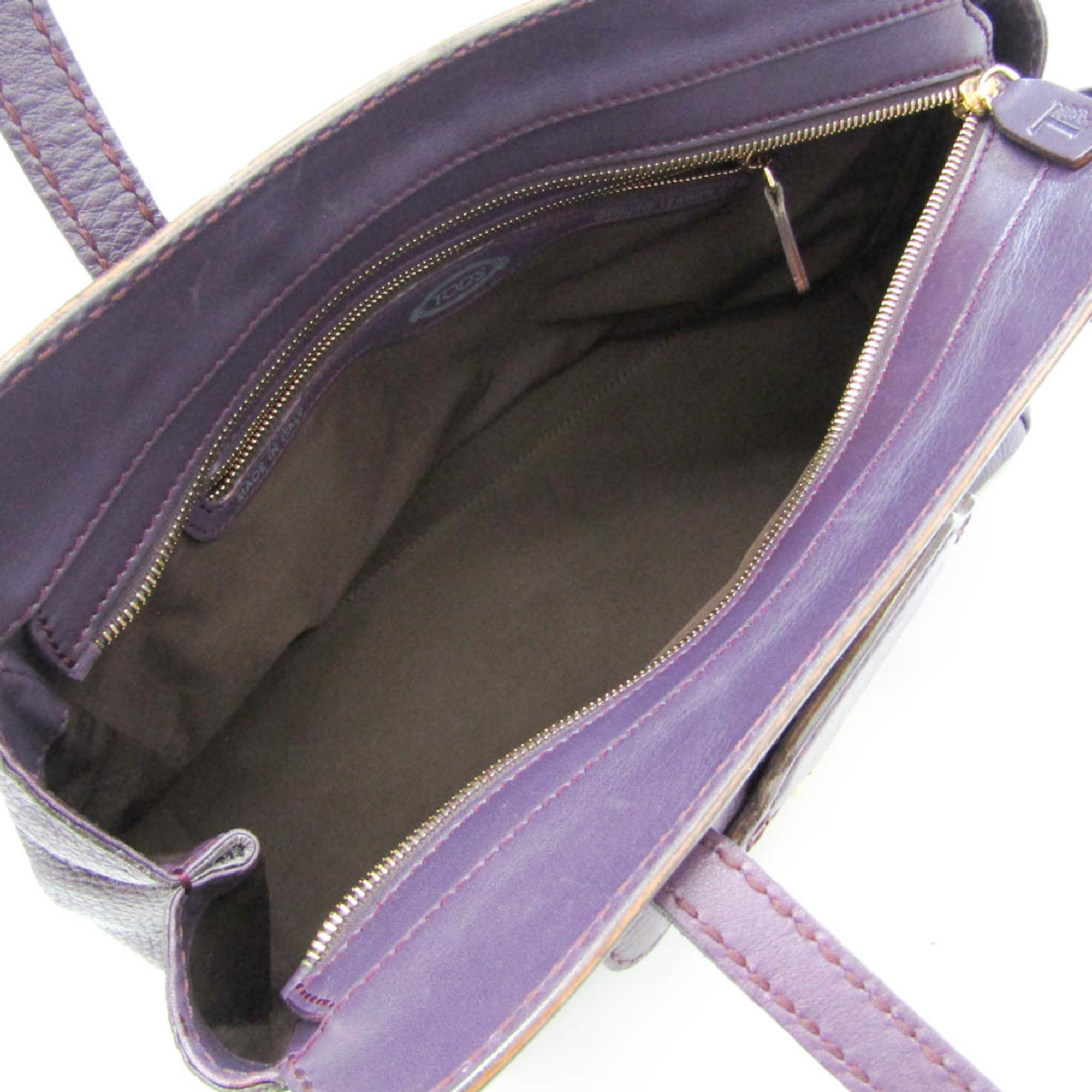 Tod's Women's Leather Tote Bag Purple