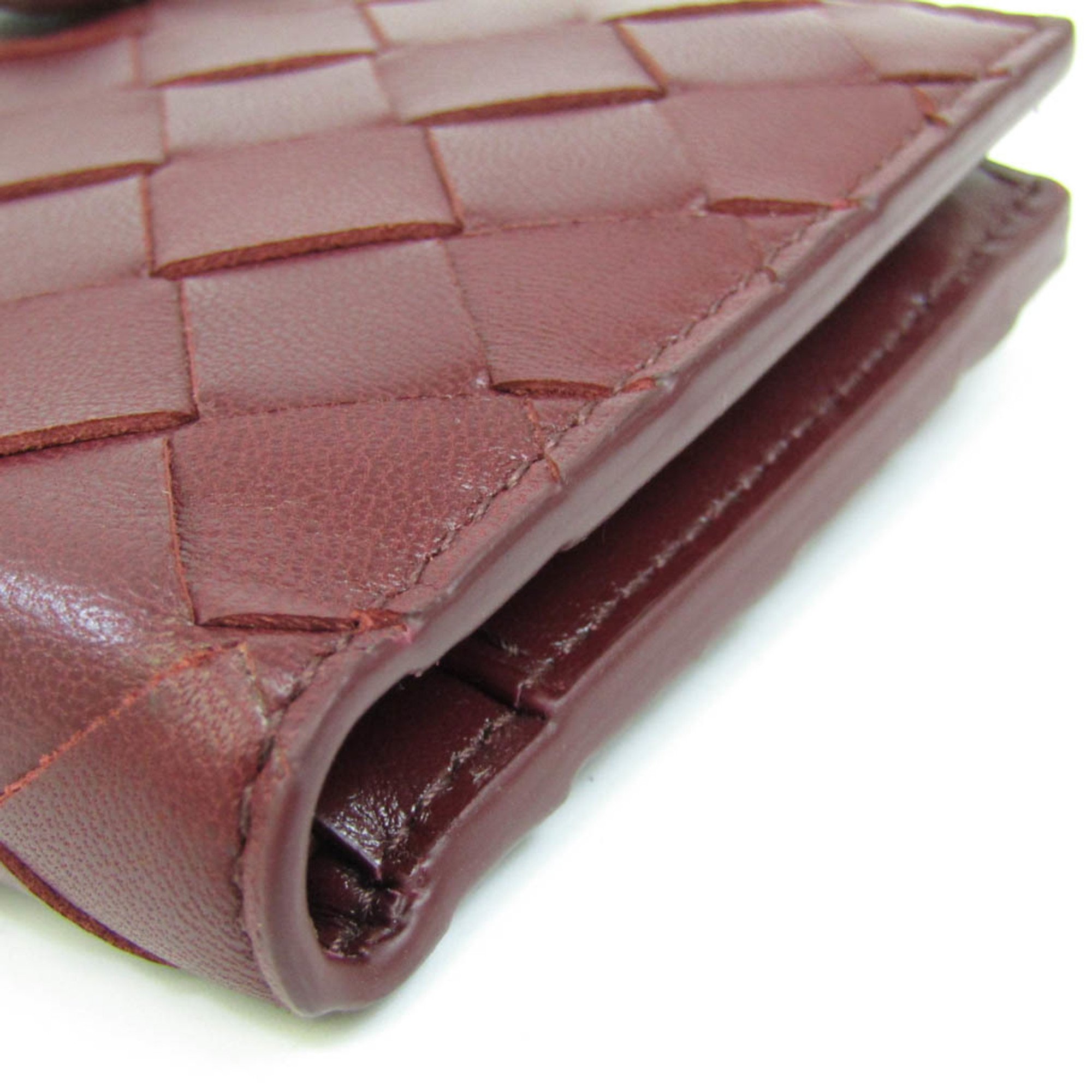 Bottega Veneta Intrecciato Women,Men Leather Middle Wallet (bi-fold) Bordeaux