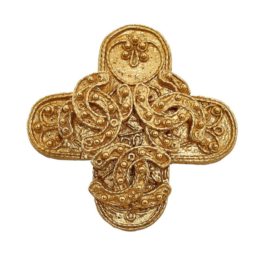 CHANEL, Jewelry, Chanel Clover Cocomark Vintage Gold Plated 93a Womens  Brooch