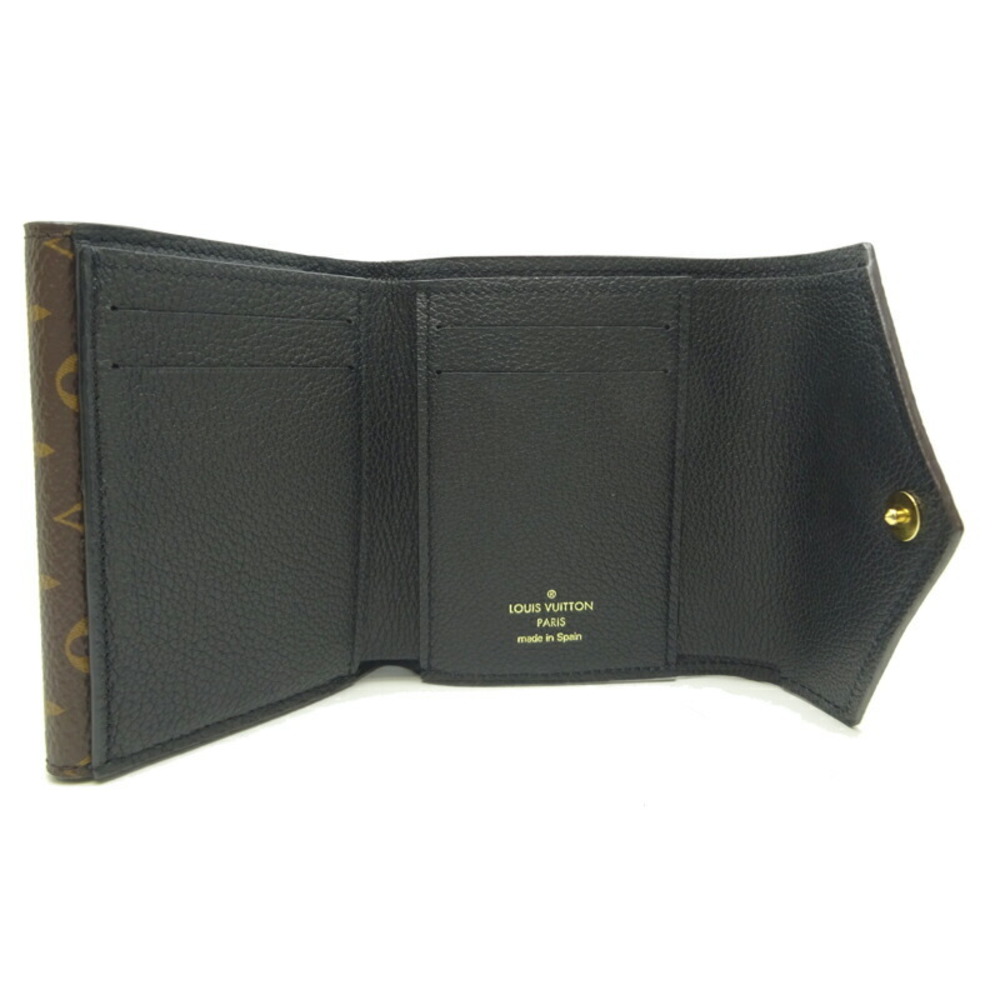 Louis Vuitton Portefeuil Double V Women's Trifold Wallet M64420 Calf Noir  (Black) x Ebene (Brown)