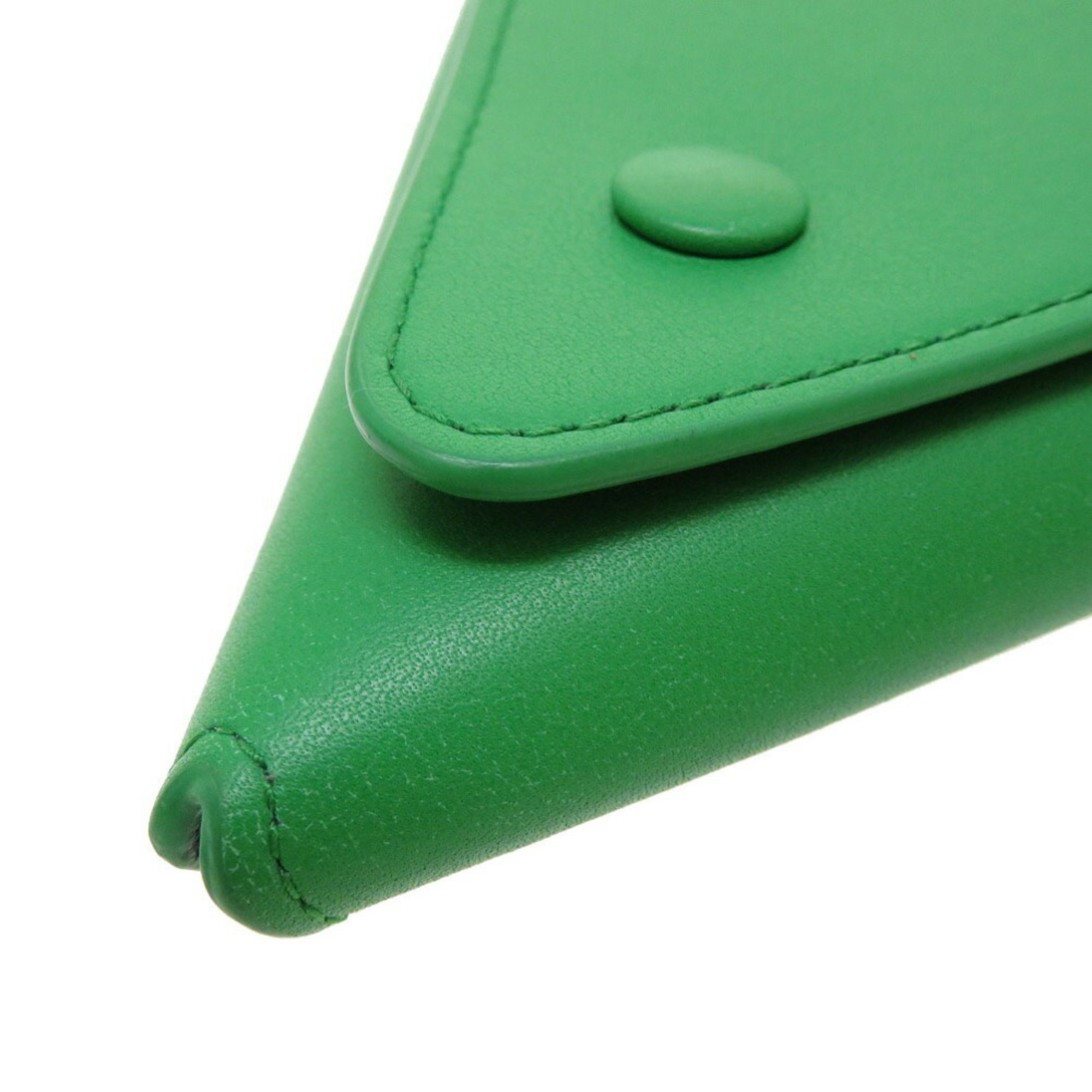 Bottega Veneta Triangle Leather Green Clutch Bag
