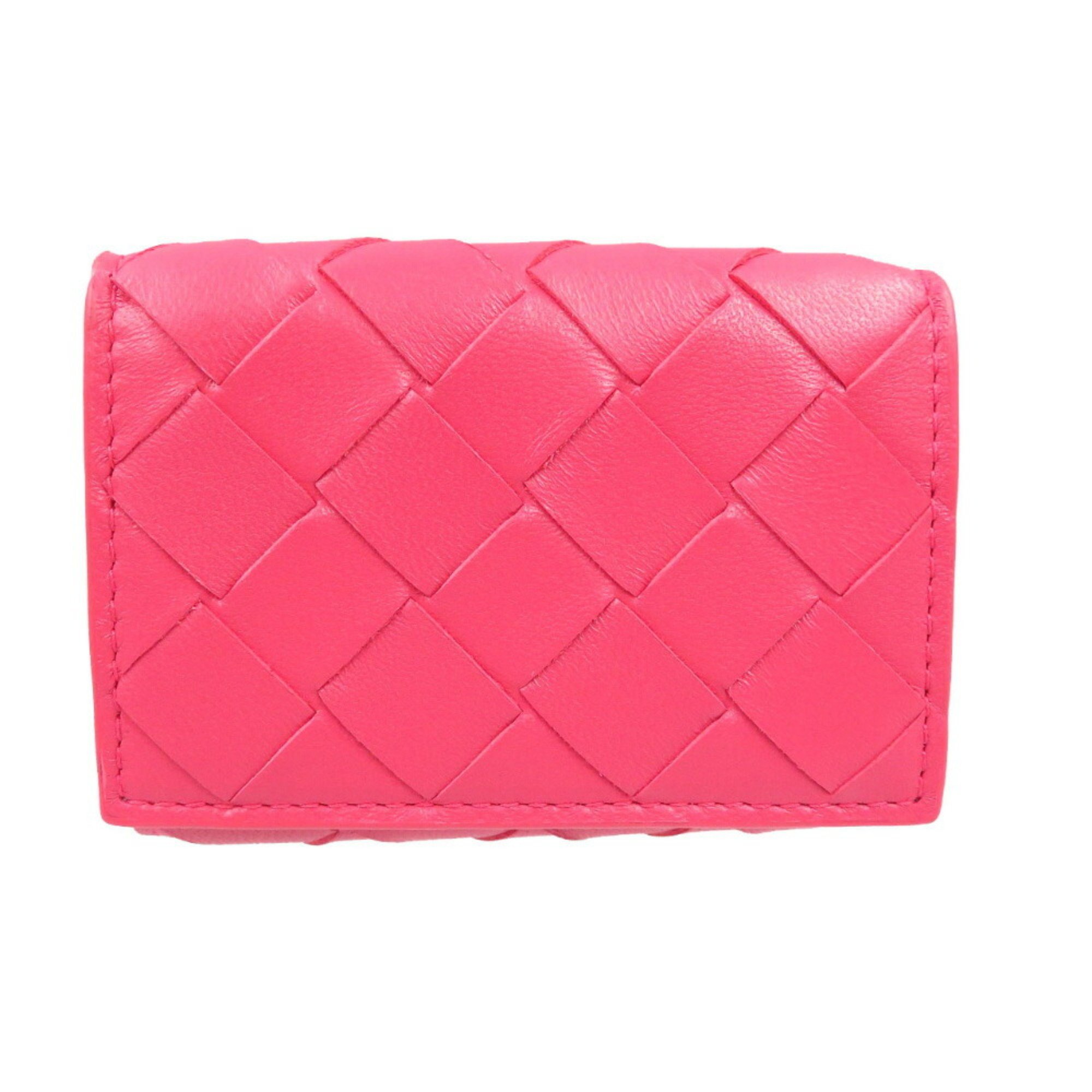 Bottega Veneta Intrecciato Lambskin Pink Trifold Wallet