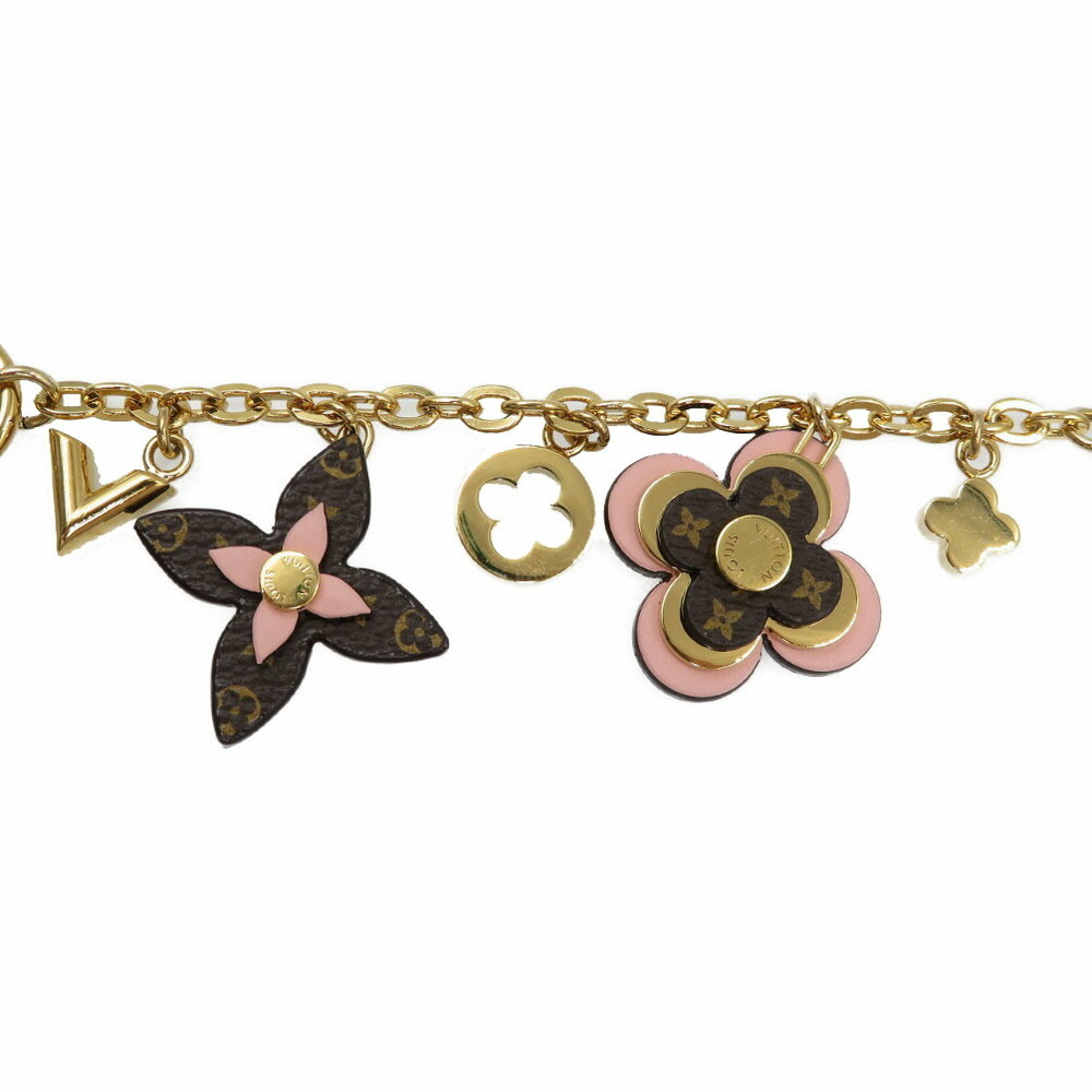 Louis Vuitton M63086 Bijoux Sac Jenne Blooming Flower Metal Leather Gold  Brown Pink Keychain