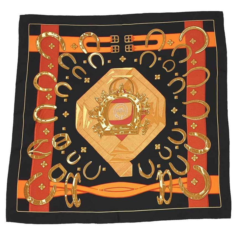 Hermes Hermes Scarf Muffler Carre 90 Caval Cades / Equestrian March 2022  Orange/white Auction