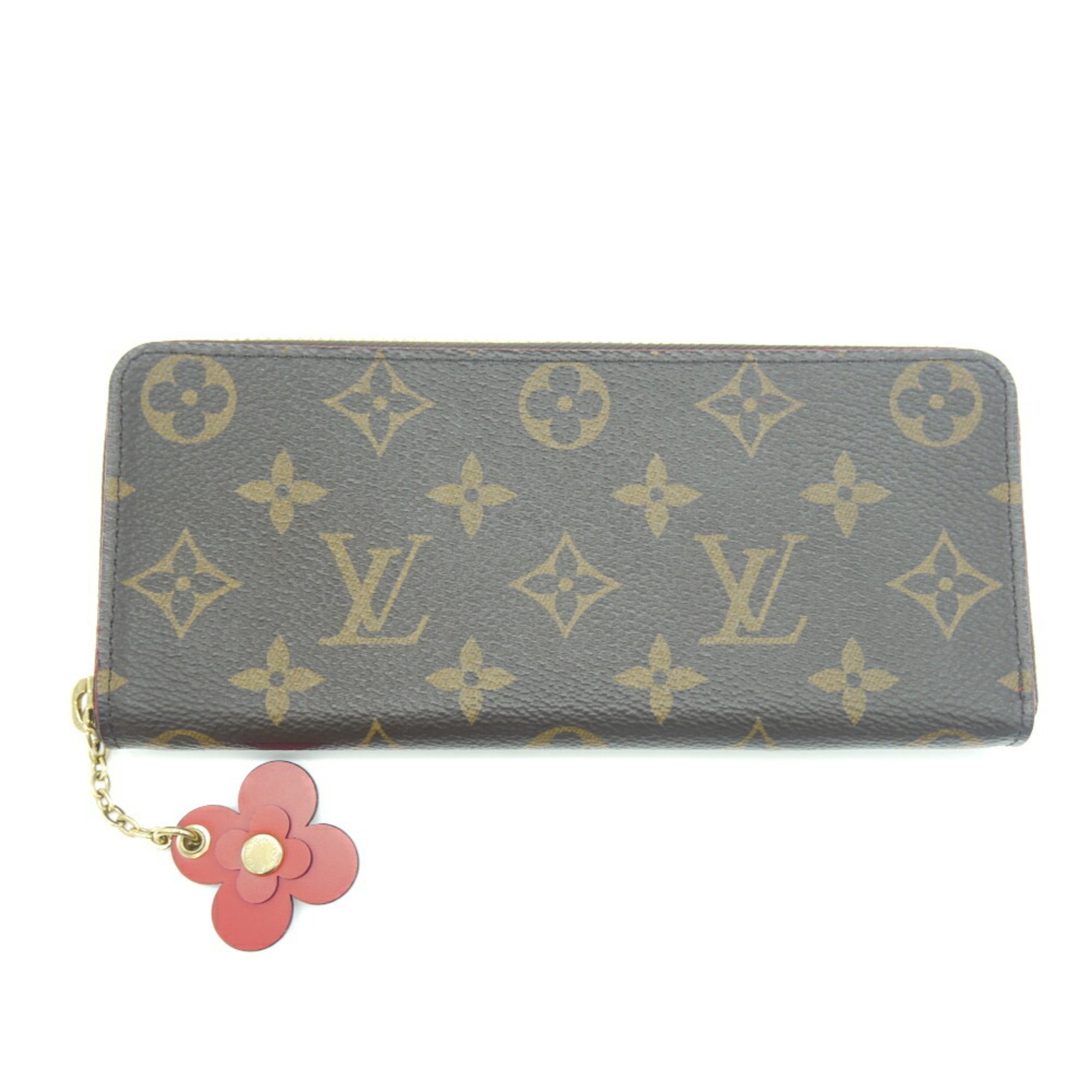 LOUIS VUITTON Louis Vuitton Long Wallet Portefeuille Clemence M62940 Monogram Flower Charm