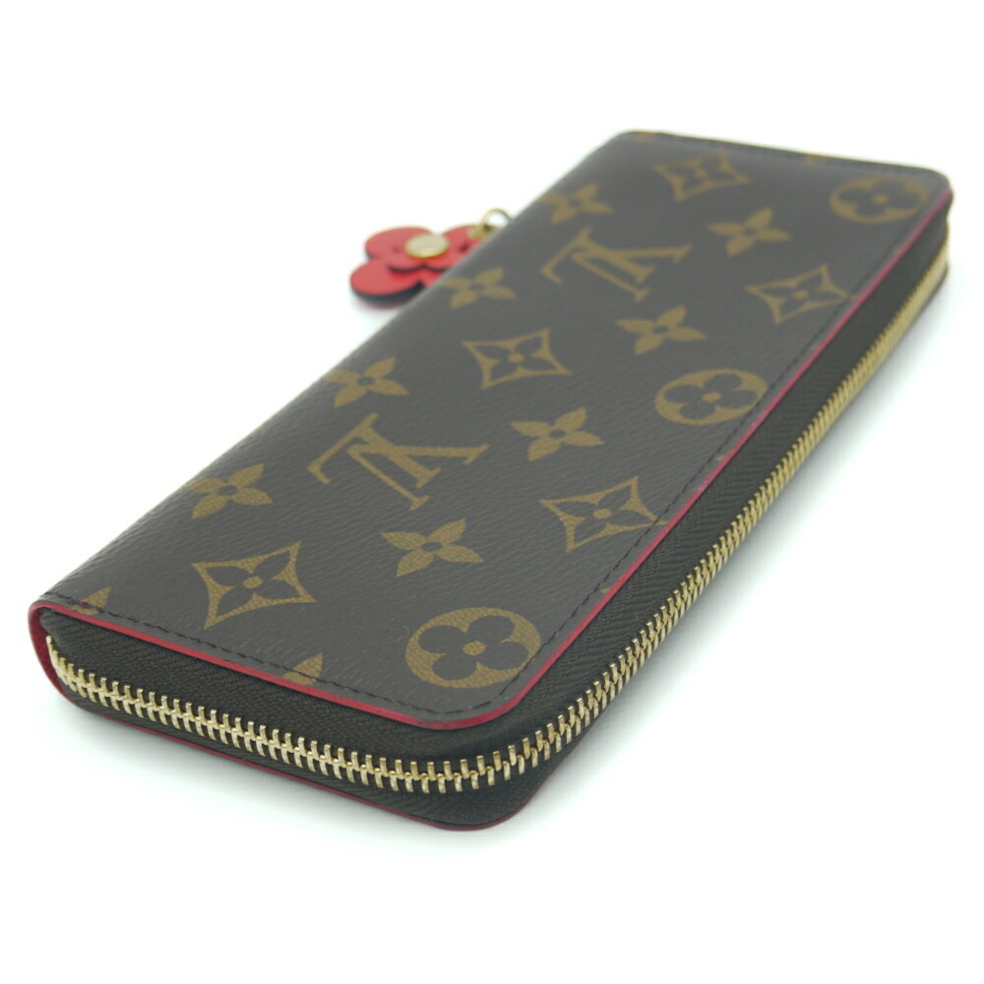 LOUIS VUITTON Louis Vuitton Long Wallet Portefeuille Clemence M62940 Monogram Flower Charm