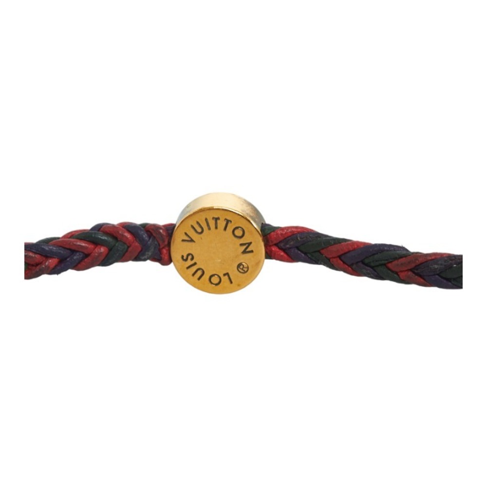 Louis Vuitton Brass Reflex Friendship Bracelet MP234E Red Leather