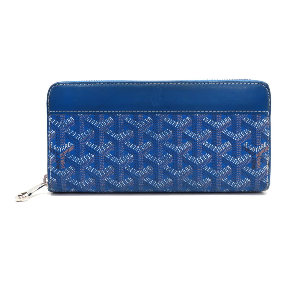 GOYARD Matignon Zip GM Round Long Wallet Blue Herringbone Men's