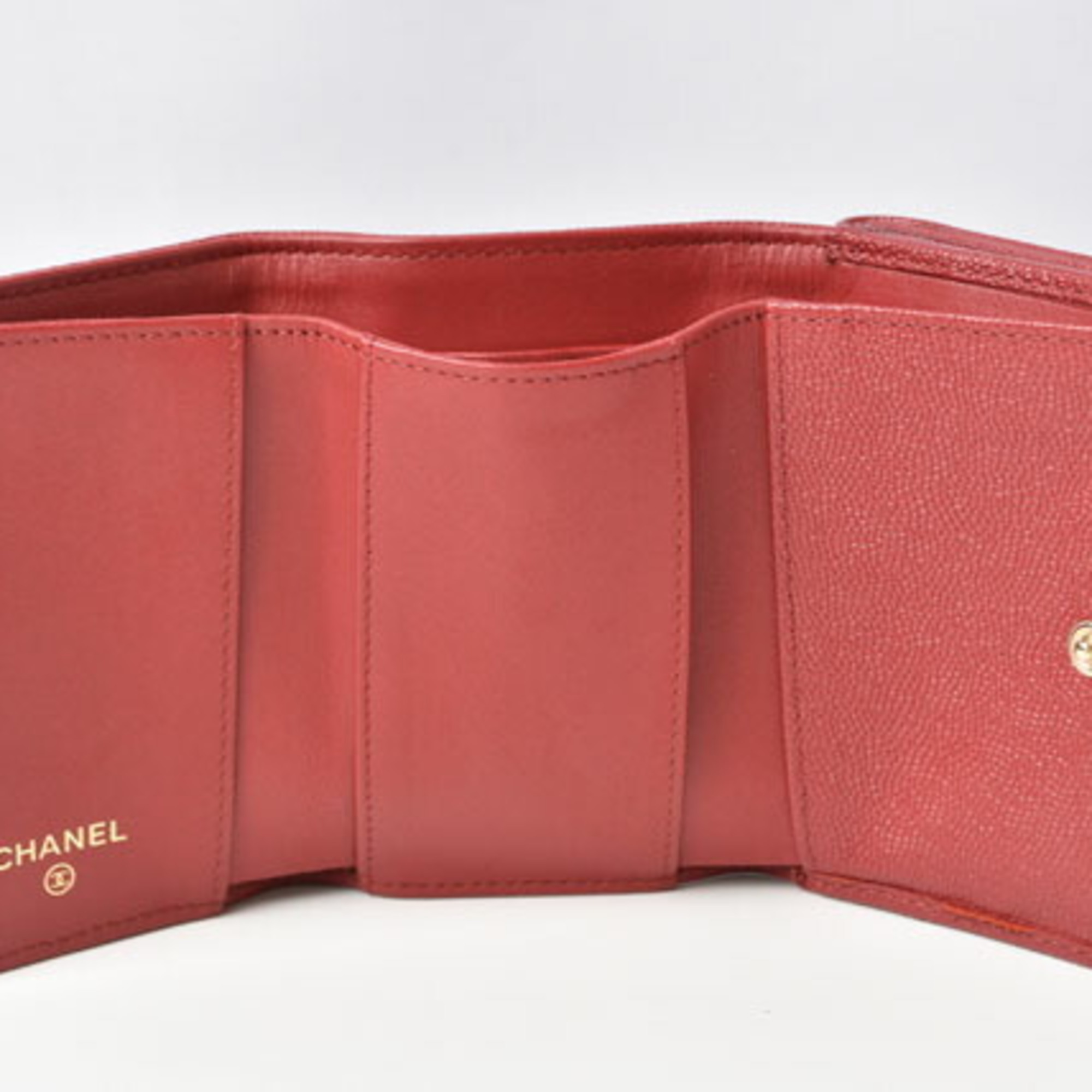 Chanel wallet CHANEL here mark caviar skin dark red