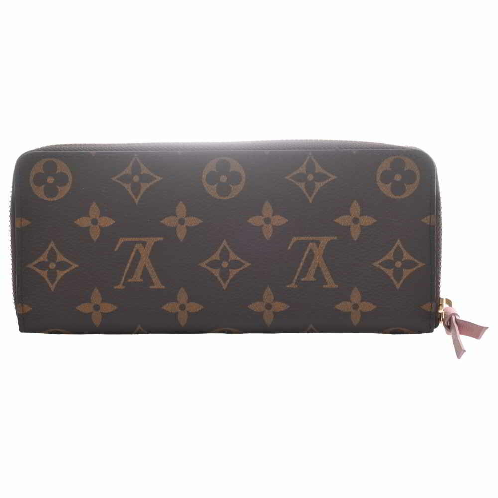 LOUIS VUITTON Louis Vuitton Monogram Portefeuille Clemence Round Long  Wallet M61298 Brown Pink