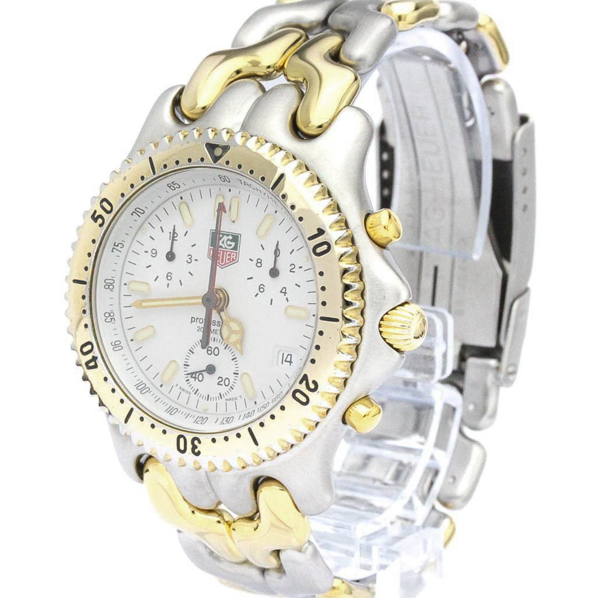 Polished TAG Heuer Sel Chronograph Gold Plated Steel Mens Watch CG1120 BF561981