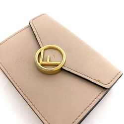 Fendi Trifold Wallet Pink Beige Gold Fizu 8M0395 Leather GP FENDI Circle Women's