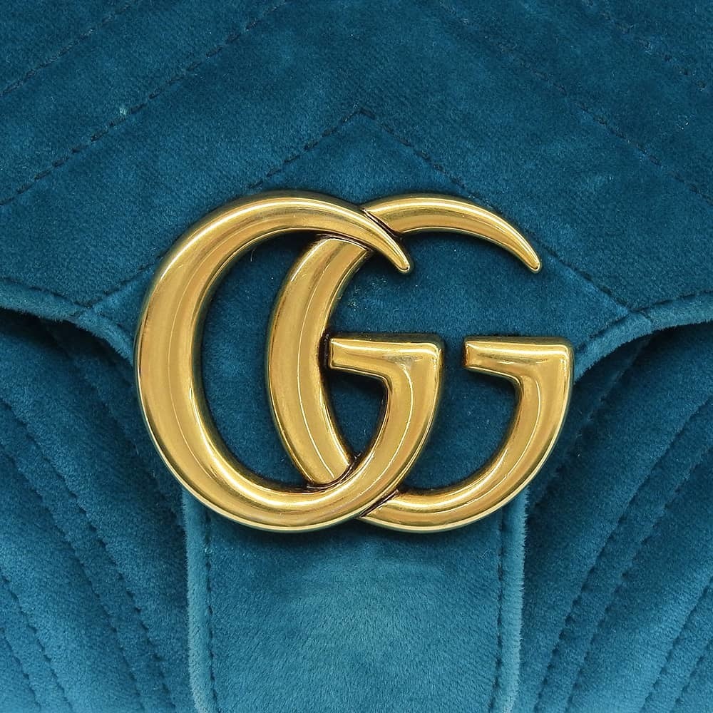Gucci GUCCI GG Marmont Velvet Suede Buckskin Heart Chain Shoulder Bag  443497 591693
