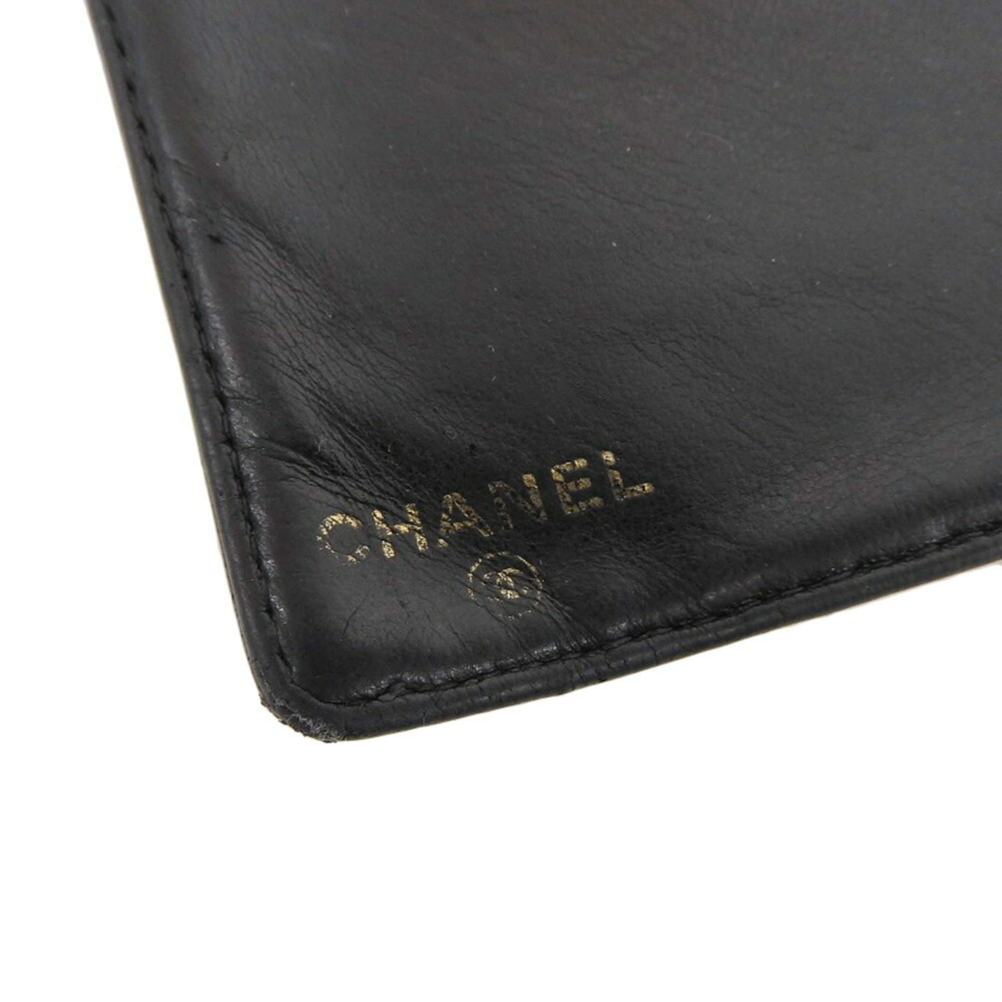 Chanel CHANEL long wallet with coco mark leather black seal 7 series A13498