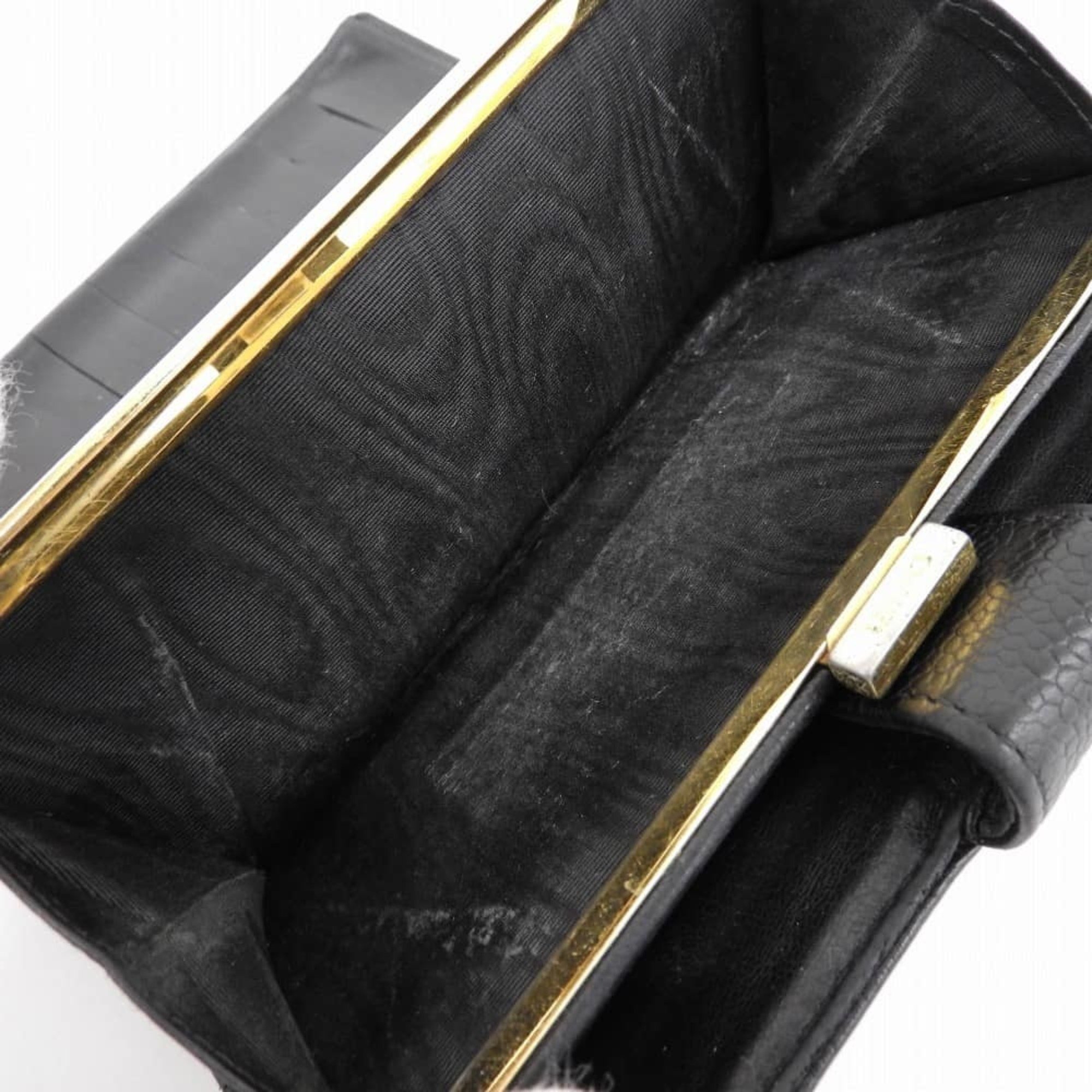 Chanel CHANEL long wallet with coco mark leather black seal 7 series A13498