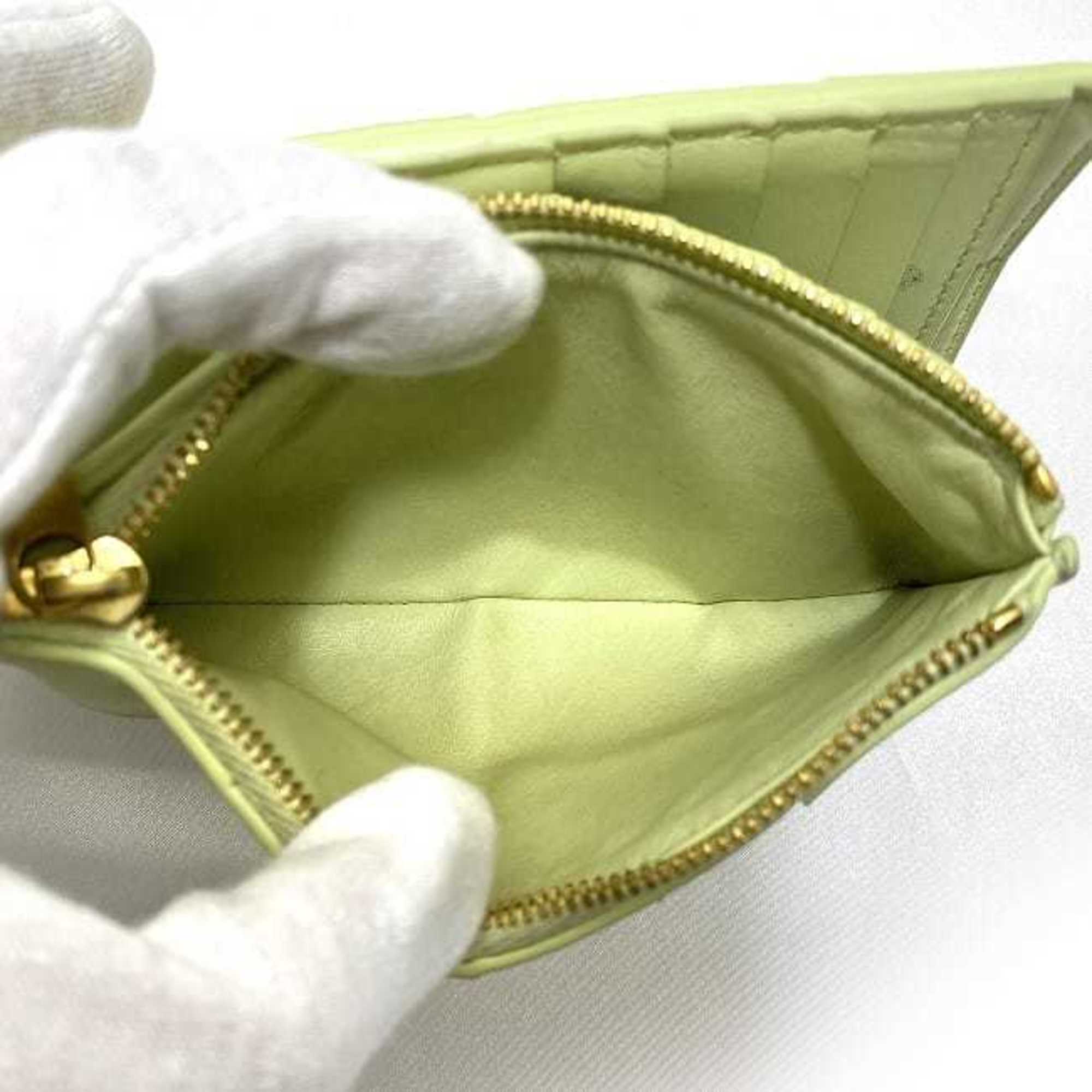 Bottega Veneta bi-fold wallet light green yellow intrecciato leather BOTTEGA VENETA 10 pieces soft