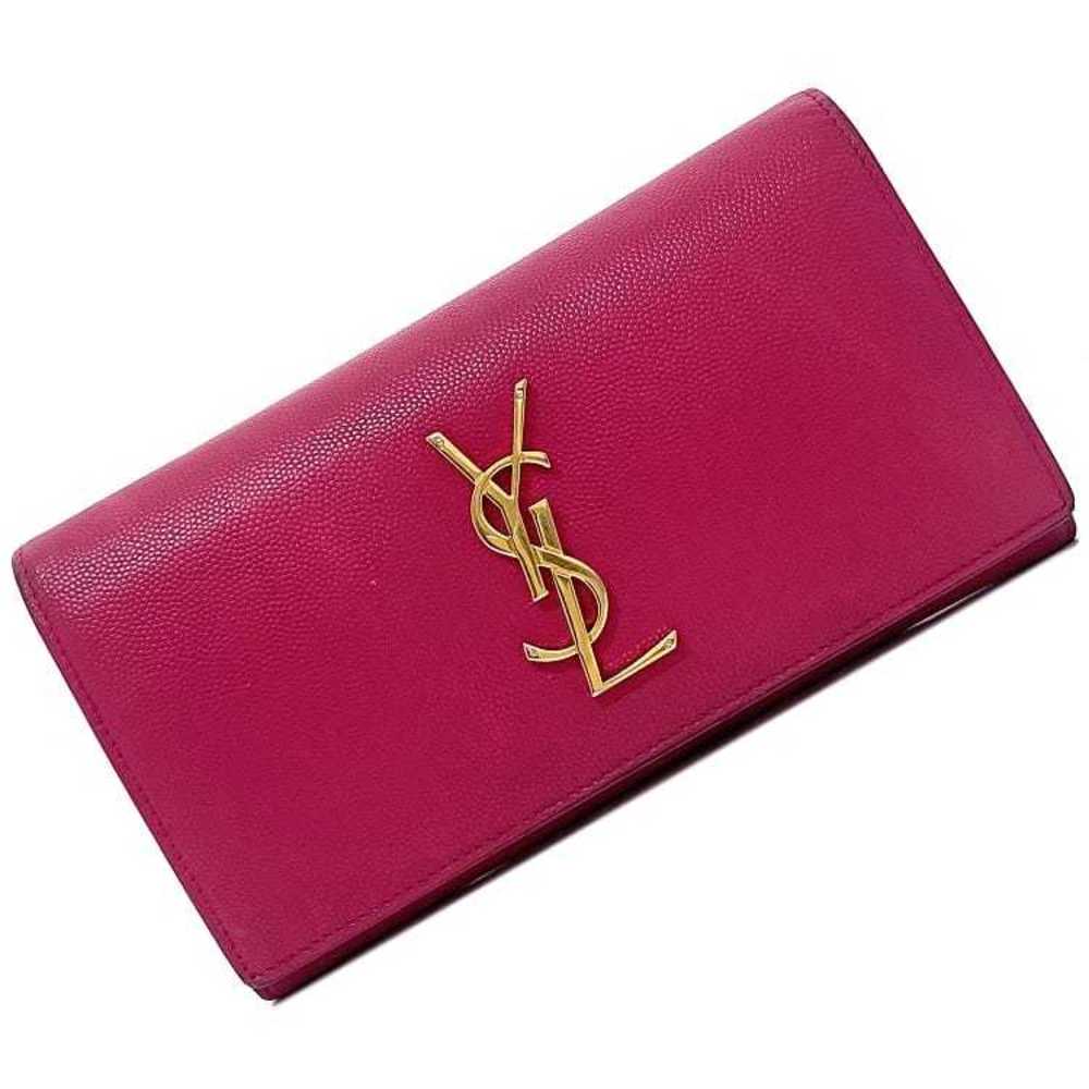 Saint Laurent Signature Y Pink Gold Logo Long Wallet Zippy Italy