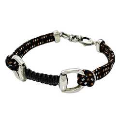 Gucci Bracelet Black Silver Orange Horsebit Breath Leather String 925 GUCCI SV925 Dot Rope Women's Accessory