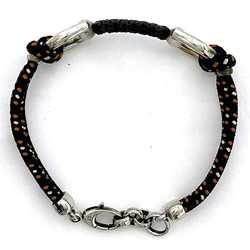 Gucci Bracelet Black Silver Orange Horsebit Breath Leather String 925 GUCCI SV925 Dot Rope Women's Accessory