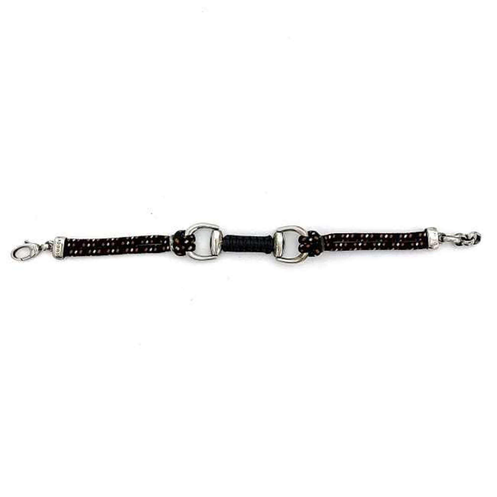 Gucci Bracelet Black Silver Orange Horsebit Breath Leather String 925 GUCCI SV925 Dot Rope Women's Accessory