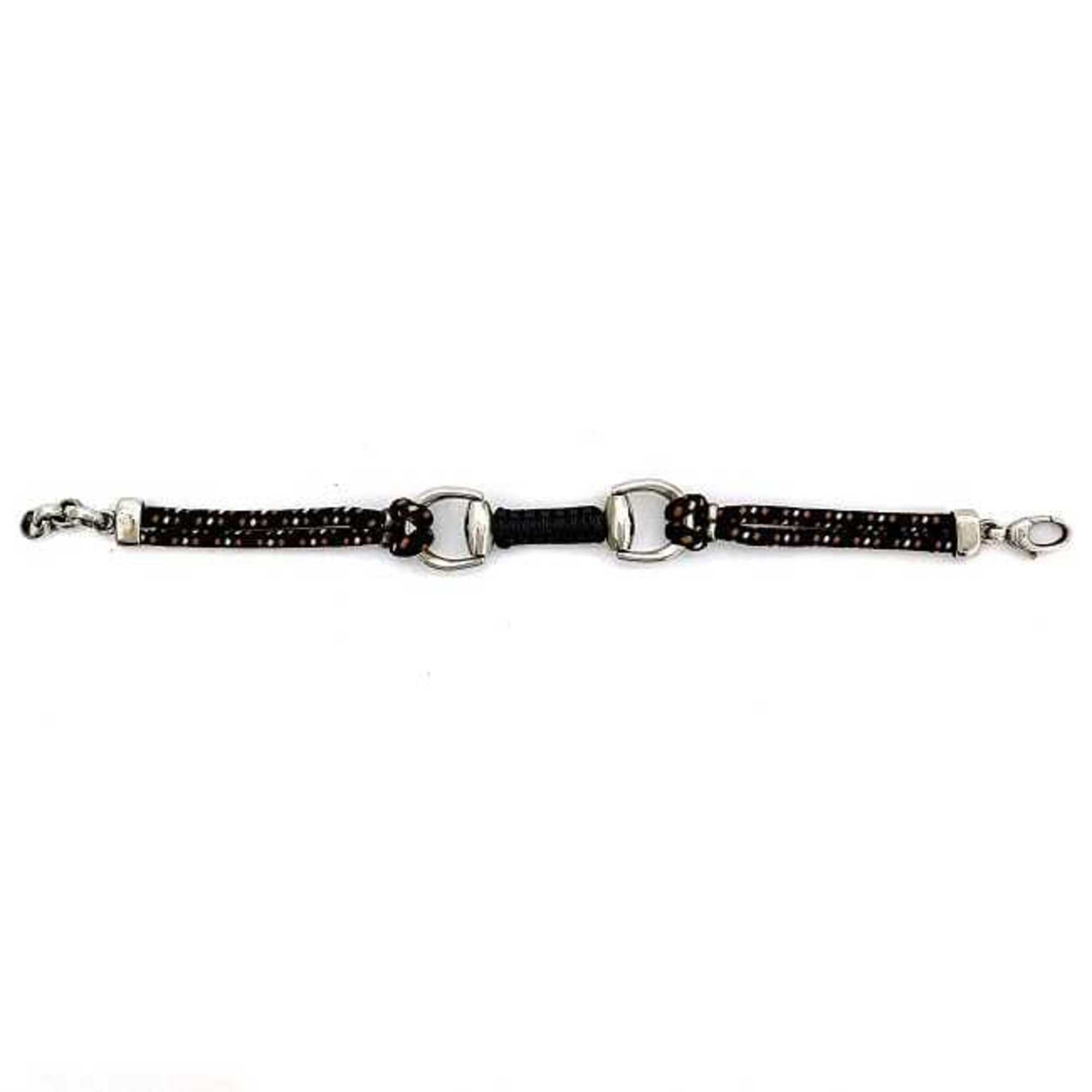 Gucci Bracelet Black Silver Orange Horsebit Breath Leather String 925 GUCCI SV925 Dot Rope Women's Accessory