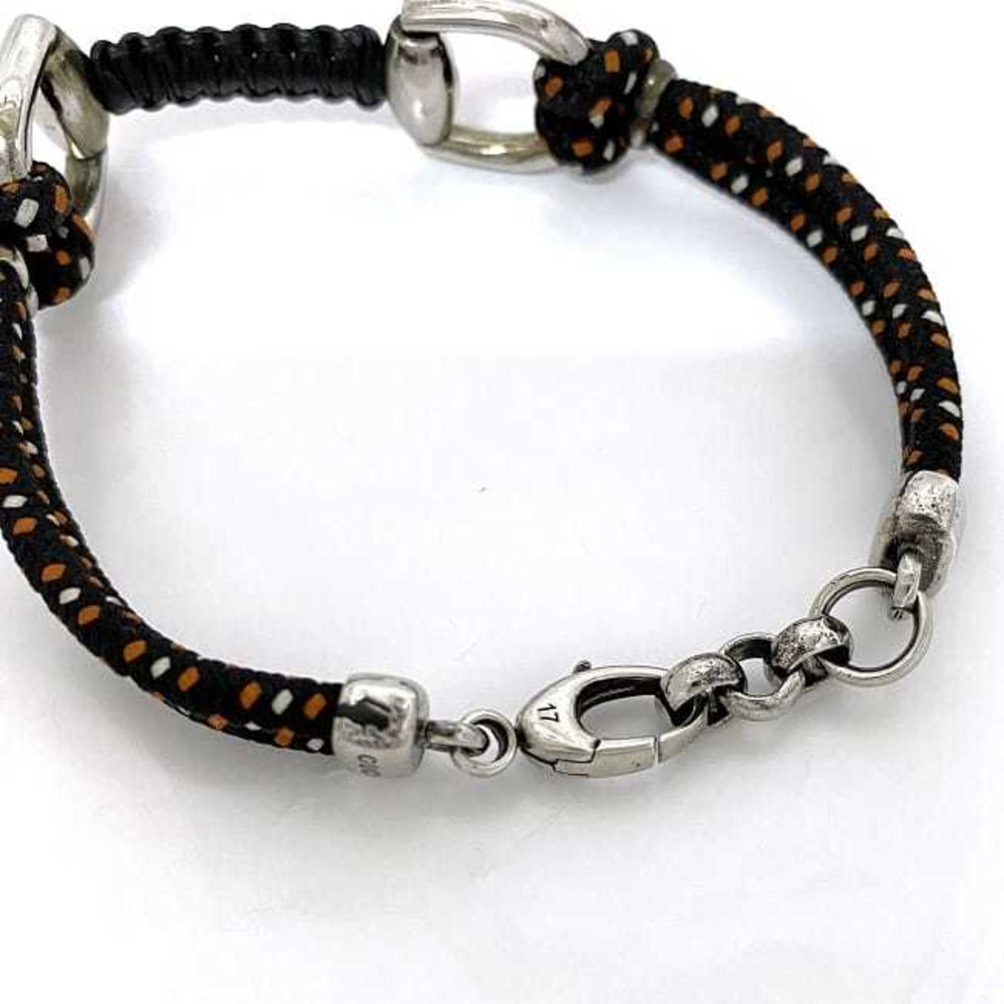 Gucci Bracelet Black Silver Orange Horsebit Breath Leather String 925 GUCCI SV925 Dot Rope Women's Accessory