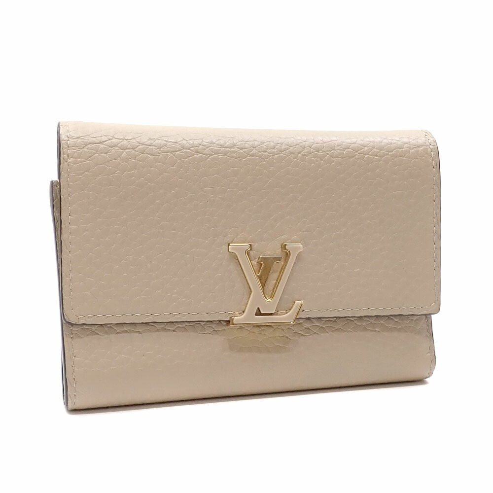Louis Vuitton Trifold Wallet Portefeuille Capucines Women's M62159 Galle  Beige Taurillon Leather