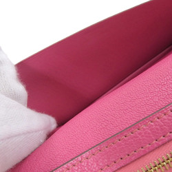 Hermes HERMES Bear Souffle Bifold Long Wallet Chevre Pink Rose Shocking GP Metal Fittings □M Engraved
