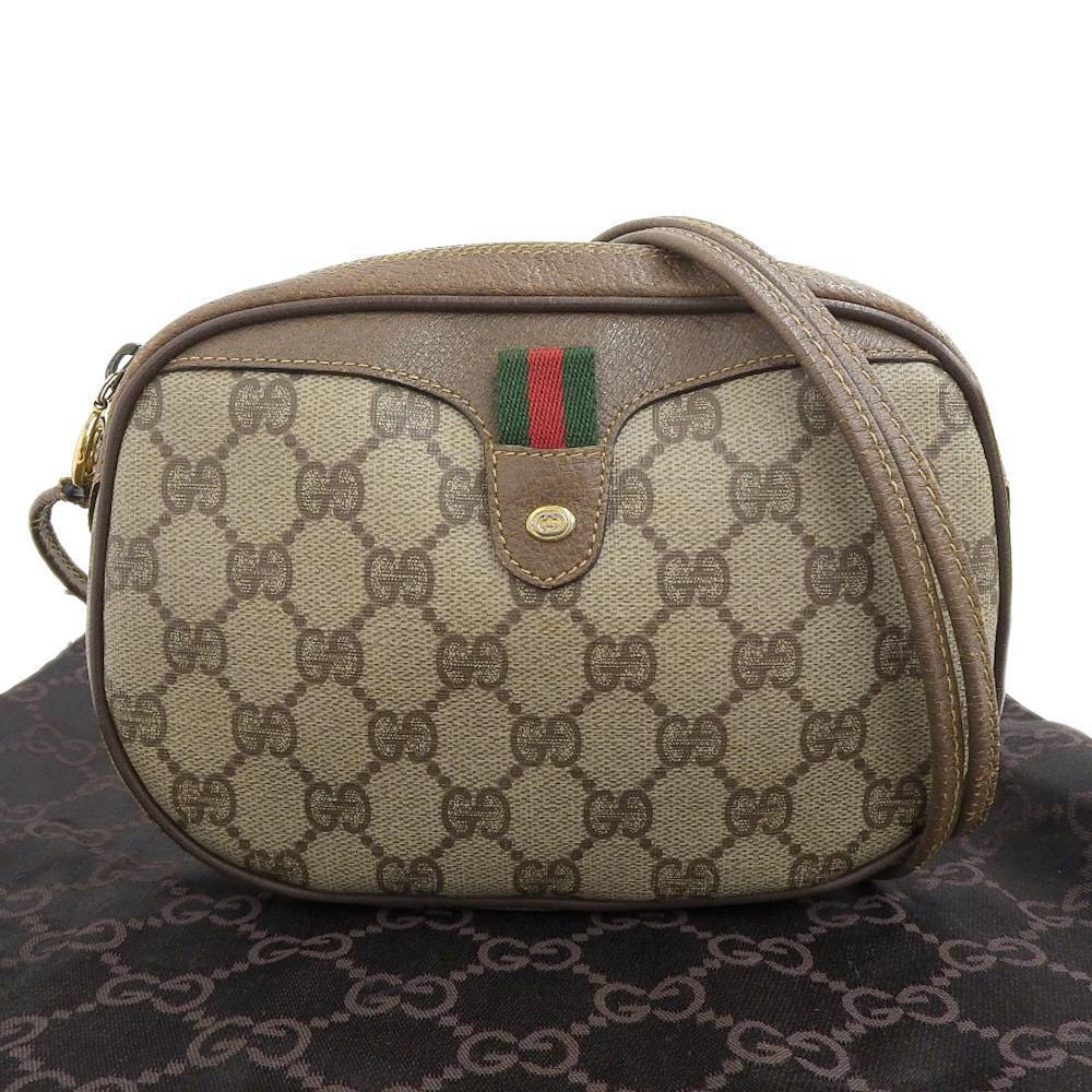 GUCCI Shoulder Bag Old Gucci Sherry line leather Brown Women Used