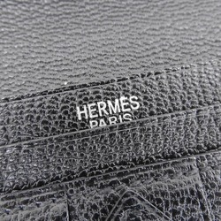 Hermes HERMES Bear Souffle Bifold Long Wallet Chevre Black □N Engraved