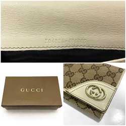 Gucci Bifold Long Wallet Beige White Brown Gold New Bullitt 204836 GG Canvas Leather GUCCI Interlocking Fold