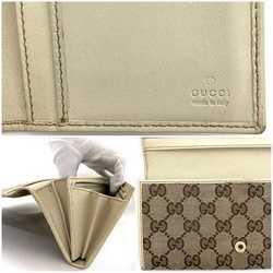 Gucci Bifold Long Wallet Beige White Brown Gold New Bullitt 204836 GG Canvas Leather GUCCI Interlocking Fold