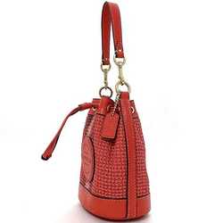 Coach Bag Red Gold Dempsey C9955 Leather Straw COACH Pochette Shoulder Bucket